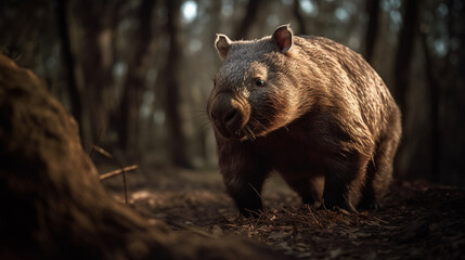 wombat on the background of Australian nature, animals of Australia. ai generative