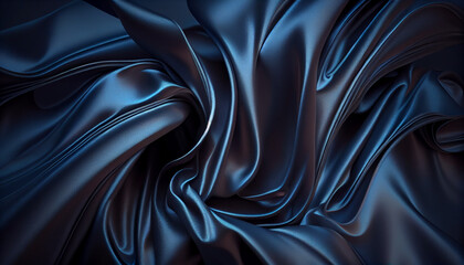 Fototapeta premium Abstract dark blue background Silk satin Navy blue Ai generated image
