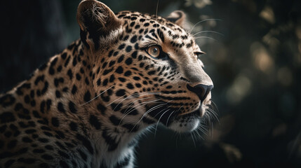 leopard on the background of African forests, animals of Africa. ai generative