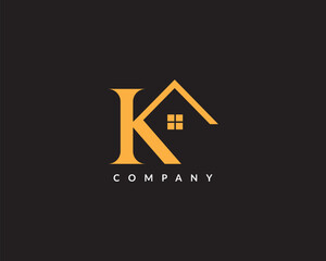 Home and letter K real estate logo icon design 