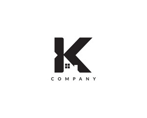 Home and letter K real estate logo icon design 