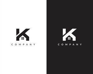 Home and letter K real estate logo icon design 