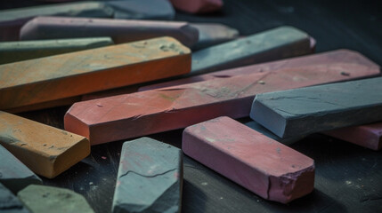 Multicolored chalk on slate