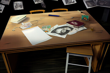 Naklejka premium Composite image of students desk. Generative Ai