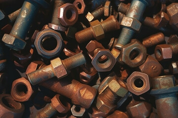 Old rusty bolts and nuts,  Created using generative AI tools.