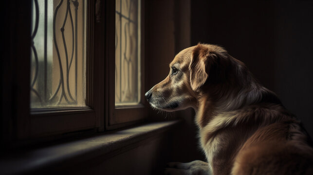 A dog waiting alone at home