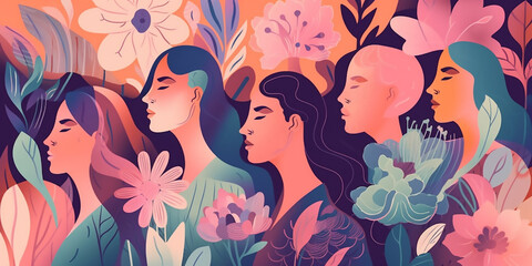 Obraz na płótnie Canvas Colorful Petals for Women's History Month