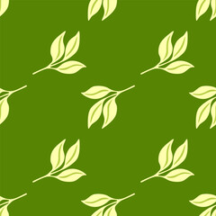 Simple leaves Seamless pattern. Decorative forest leaf endless wallpaper. Organic background.