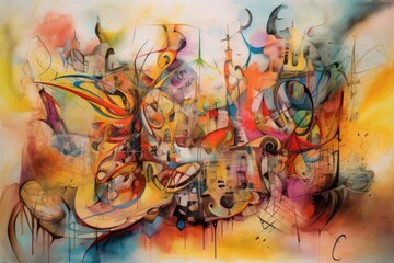 Barcelona abstrakcja kolorowa grafika surrealizm Generative AI