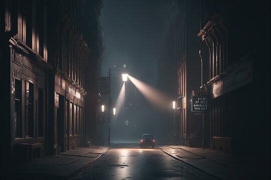 A dark empty asphalt street, dark background, an empty scene, neon lighting, spotlights