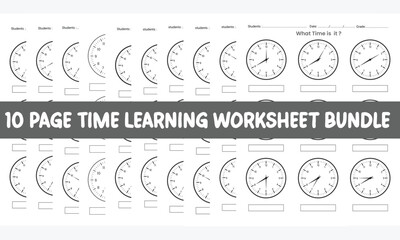 10 page Time clock's Learning Worksheet KDP interior designs