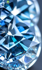 Realistic illustration of a cut diamond stone in different color tones. Macro. Close-up. Reflections. Optics.