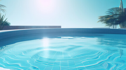Fototapeta na wymiar Empty swimming pool in tropical resort in summer background. Generative AI illustration