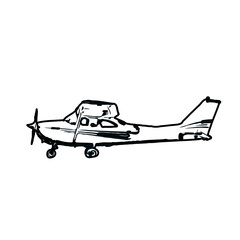airplane black and white sketch with transparent background