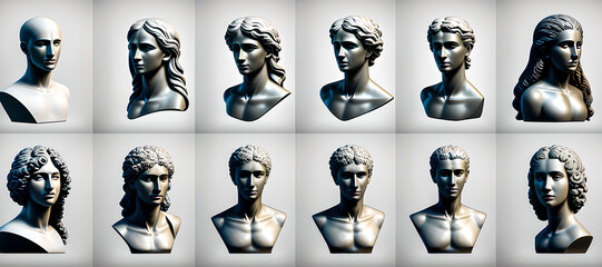 Sculptor art, illustration Clipart Graphics pack. Bust and elements of sculpture