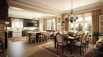 Fototapeta premium Nordic inspired interior house design, generative AI