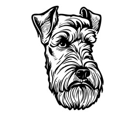 Airedale Face, Silhouettes Dog Face SVG, black and white Airedale vector