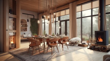 Cozy scandinavian minimalist interior, generative AI