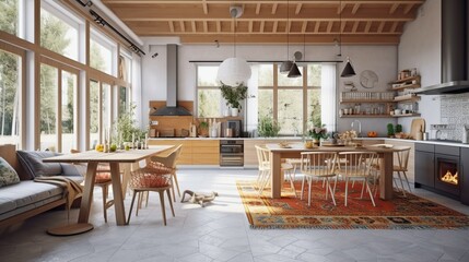 Cozy scandinavian minimalist interior, generative AI