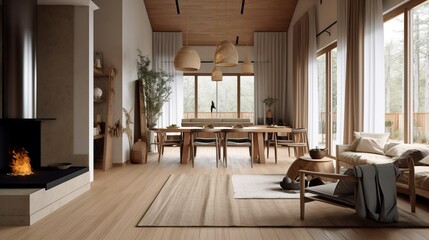 Cozy scandinavian minimalist interior, generative AI