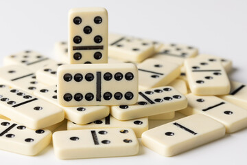 beige domino tiles on a white background