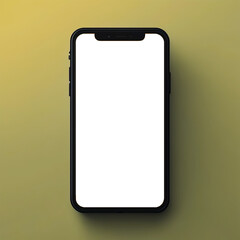 A black phone with a white screen is on a yellow background.