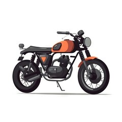 Fototapeta na wymiar an orange and black motorcycle is shown on a white background with a shadow of the bike on the right side of the frame and the bike. generative ai