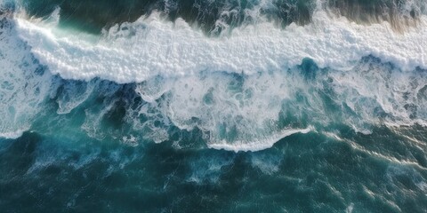 Obraz na płótnie Canvas Overhead View of Ocean Waves Background (Generative AI)