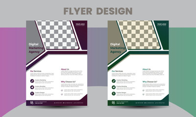 Business Flyer Layout in Two Colors.  Modern Flyer Background Design. Template Layout for Flyer.