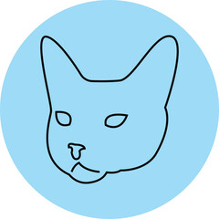 black cat lines cartoon design logo shape blue background 