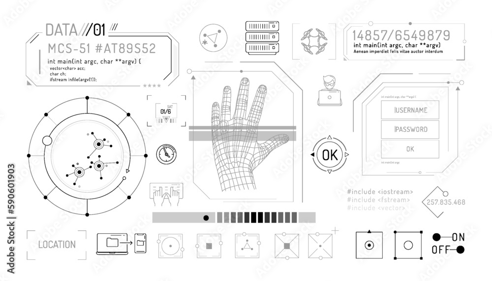 Poster set of infographic elements about computer security.