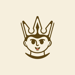 Kids boy prince king illustration creative logo