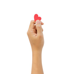 close up man hand show heart shape isolated on transparent background for love and donation organ...