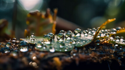 Water droplets that have accumulated on leaves or flowers after a rain.
Generative AI, Generativ, KI