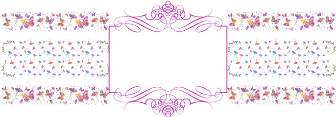 Floral frame with butterflies. Holiday pattern. Spring, summer background.