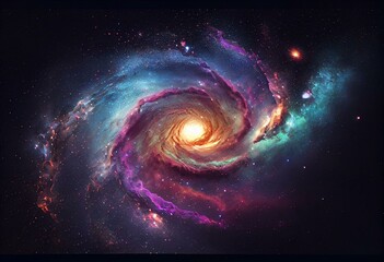 Colorful cosmos with twinkling stars, nebula, and Milky Way. Infinite universe backdrop with stardust. Realistic space illustration. Generative AI - obrazy, fototapety, plakaty