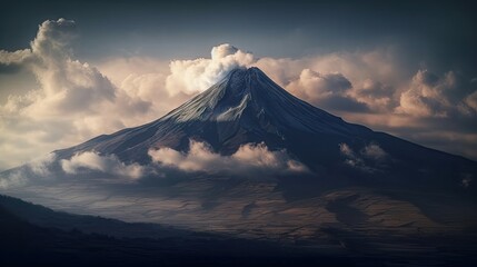 Mt rainier and mt hood. AI generated art illustration.