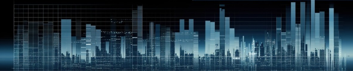 city illustration poly art in blue color abstract background. Generative AI