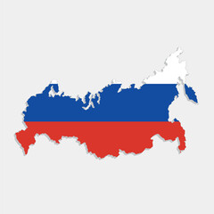 russia map with flag on gray background
