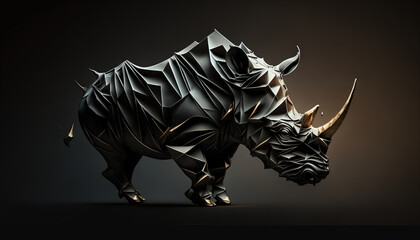 Rhinoceros animal abstract wallpaper. Contrast background Rhino in vivid colors generative ai