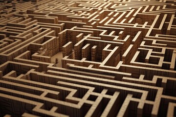 complex maze on a floor with multiple paths and dead ends. Generative AI