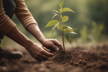 A person planting a tree, Earth Day Generative AI