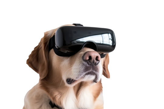 Dog With Virtual Glasses On Isolated Transparent Background, Png. Generative AI