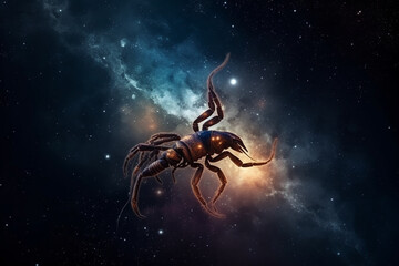 scorpion zodiac sign in space with nebulas and stars Generative AI