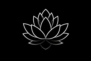 Obraz premium Lotus Flower Icon In Black And White. Generative AI