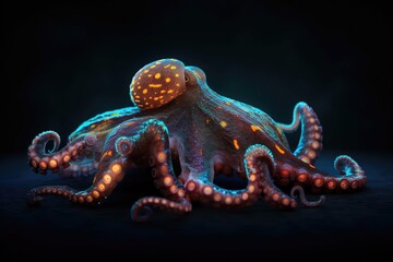 Fototapeta premium Octopus in the water. AI generated art illustration.