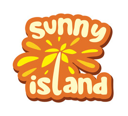 Sunny island logotype template with palm tree