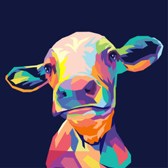 Obraz premium Colorful cow on pop art style