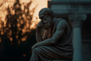 statue of socrates in the evening cinematic Generative AI