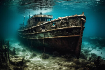 ship sunk under water Generative AI